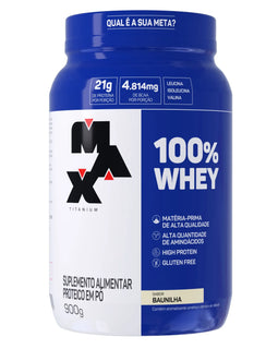 100% Whey Pote 900G - Max Titanium - Sabor Baunilha