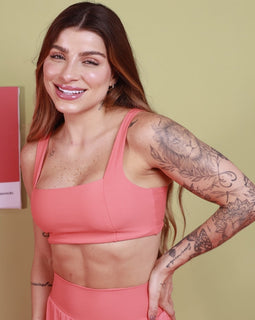 Conjunto Colors Match - Top Camiseta e Short com Bolso - Coral