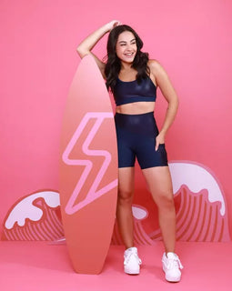 Conjunto Performance - Top de Alças Finas e Short com Bolso - Azul Marinho